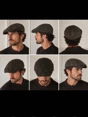 Hanna Hats Donegal Irish 100% Pure Wool Tweed Hat Cap Brown Vintage XL Harris